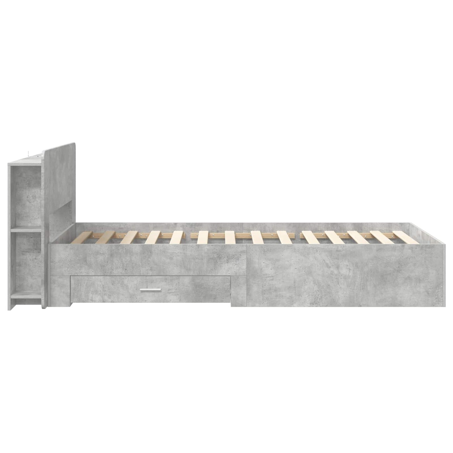 vidaXL Bed Frame with Storage with Headboard Concrete Grey 75 x 190 cm