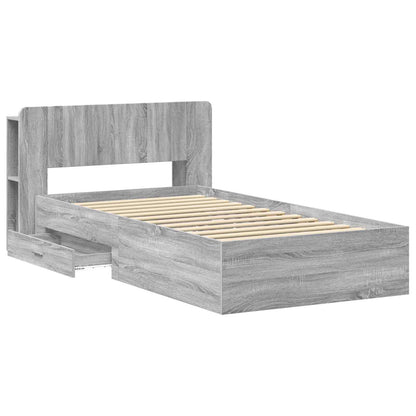 vidaXL Bed Frame with Storage Grey Sonoma 75 x 190 cm Engineered Wood