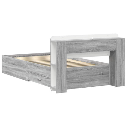 vidaXL Bed Frame with Storage Grey Sonoma 75 x 190 cm Engineered Wood