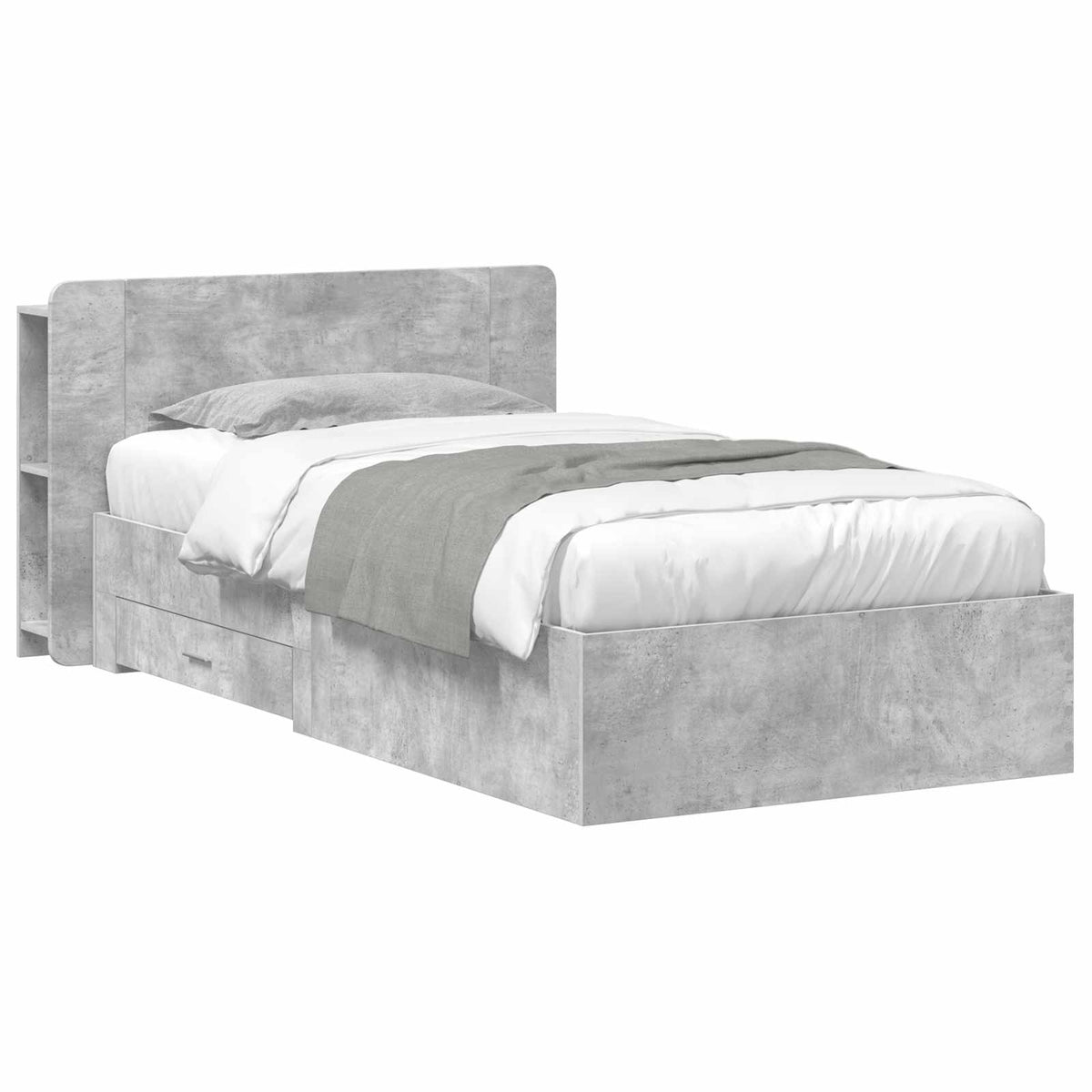vidaXL Bed Frame with Storage with Headboard Concrete Grey 80 x 200 cm