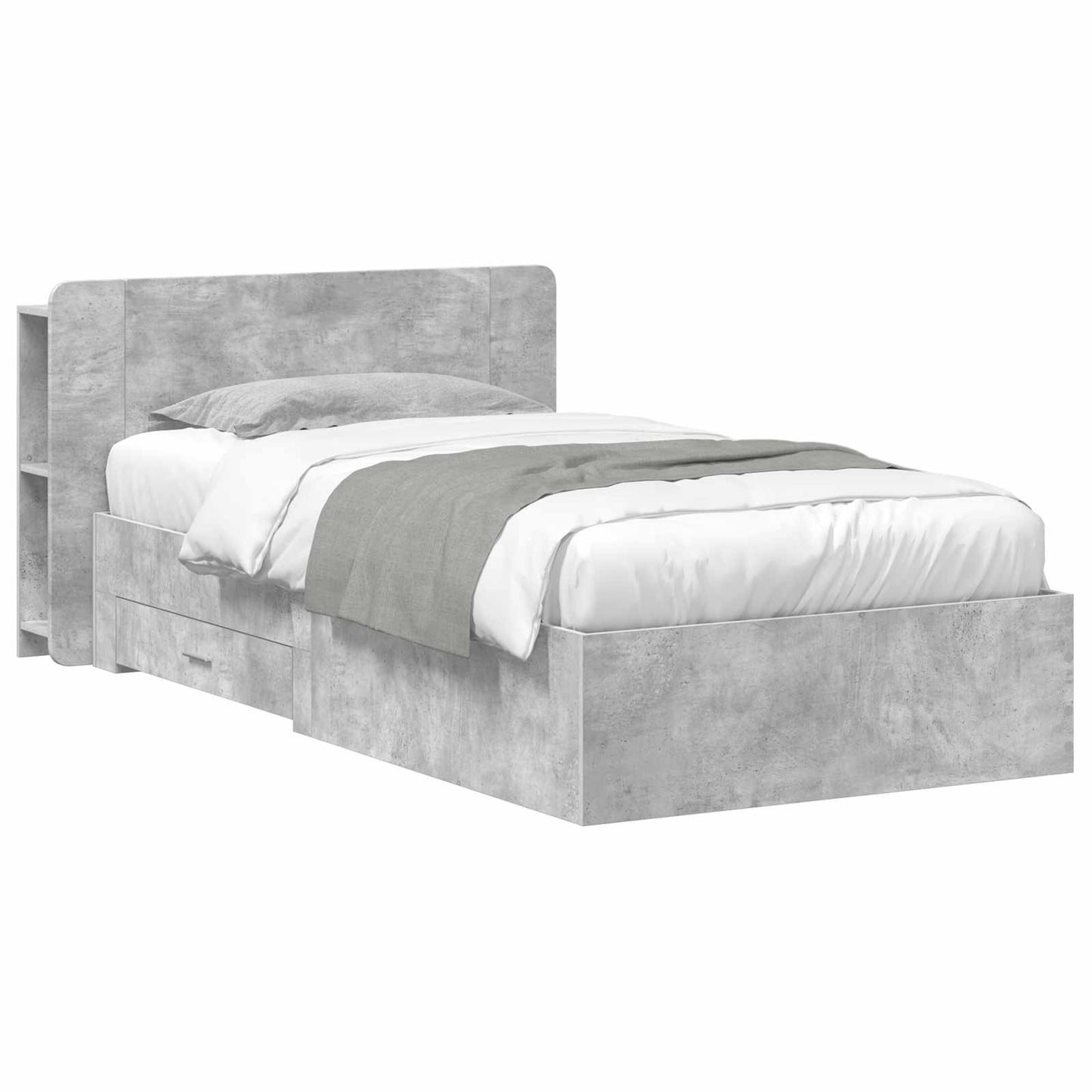 vidaXL Bed Frame with Storage with Headboard Concrete Grey 80 x 200 cm