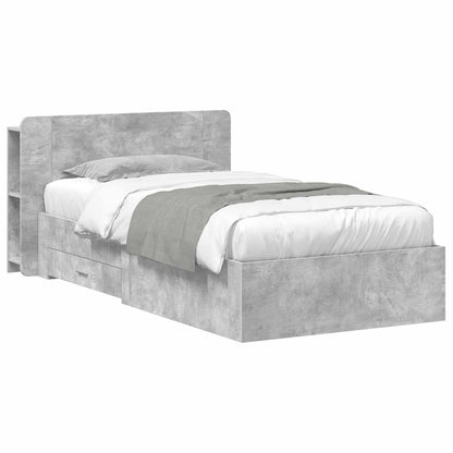 vidaXL Bed Frame with Storage with Headboard Concrete Grey 80 x 200 cm