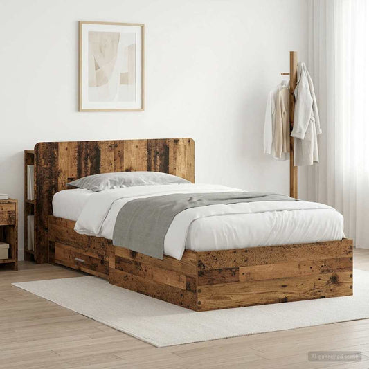 vidaXL Bed Frame with Storage Old Wood 80 x 200 cm Engineered Wood