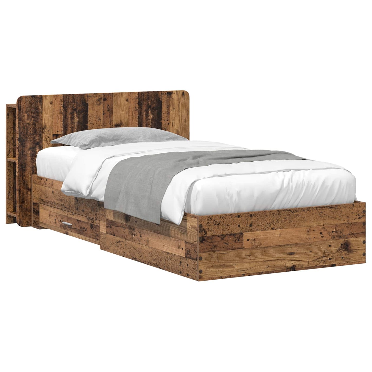 vidaXL Bed Frame with Storage Old Wood 80 x 200 cm Engineered Wood