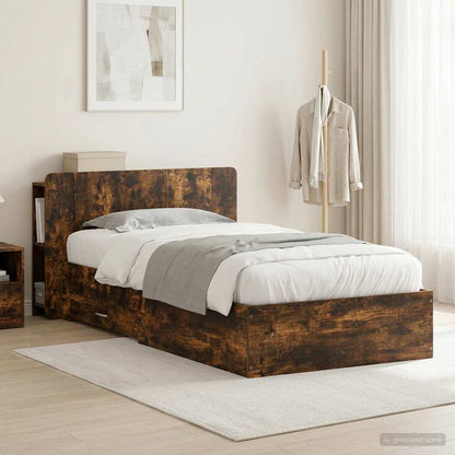 vidaXL Bed Frame with Storage Smoked Oak 80 x 200 cm Engineered Wood
