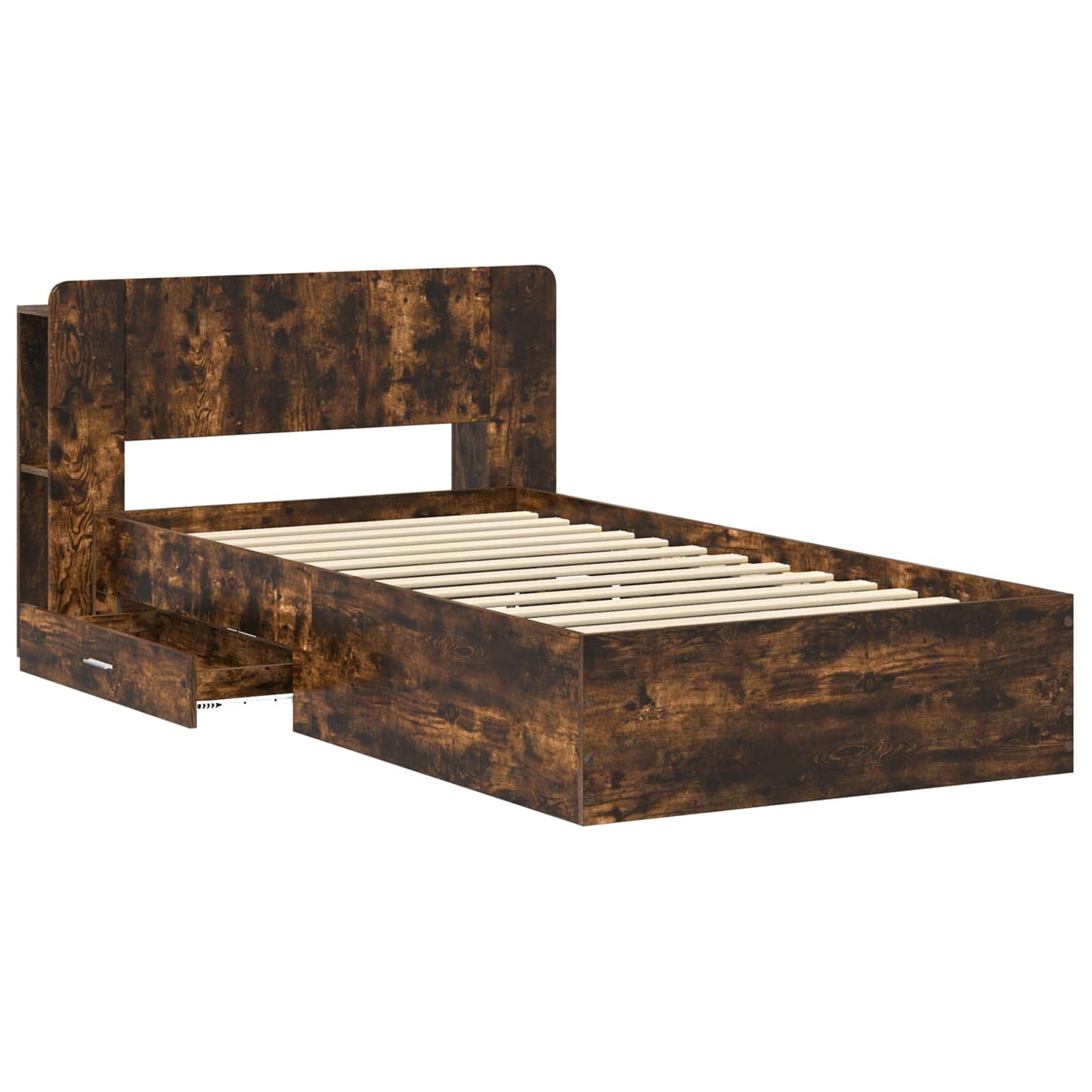 vidaXL Bed Frame with Storage Smoked Oak 80 x 200 cm Engineered Wood