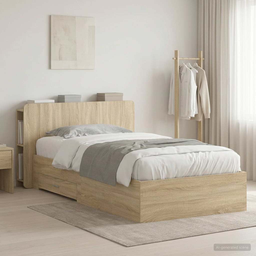 vidaXL Bed Frame with Storage Sonoma Oak 80 x 200 cm Engineered Wood