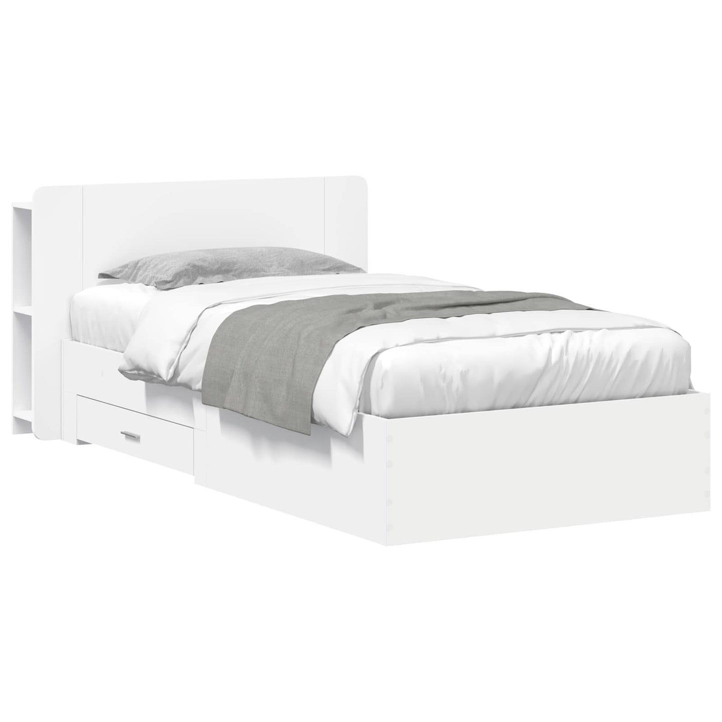 vidaXL Bed Frame with Storage White 80 x 200 cm Engineered Wood
