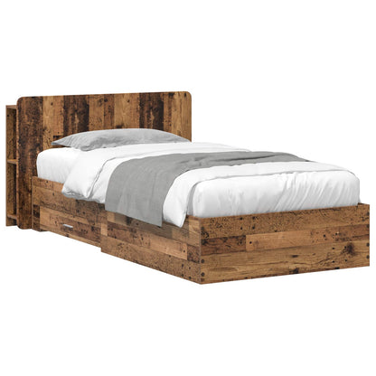 vidaXL Bed Frame with Storage Old Wood 90 x 190 cm Engineered Wood