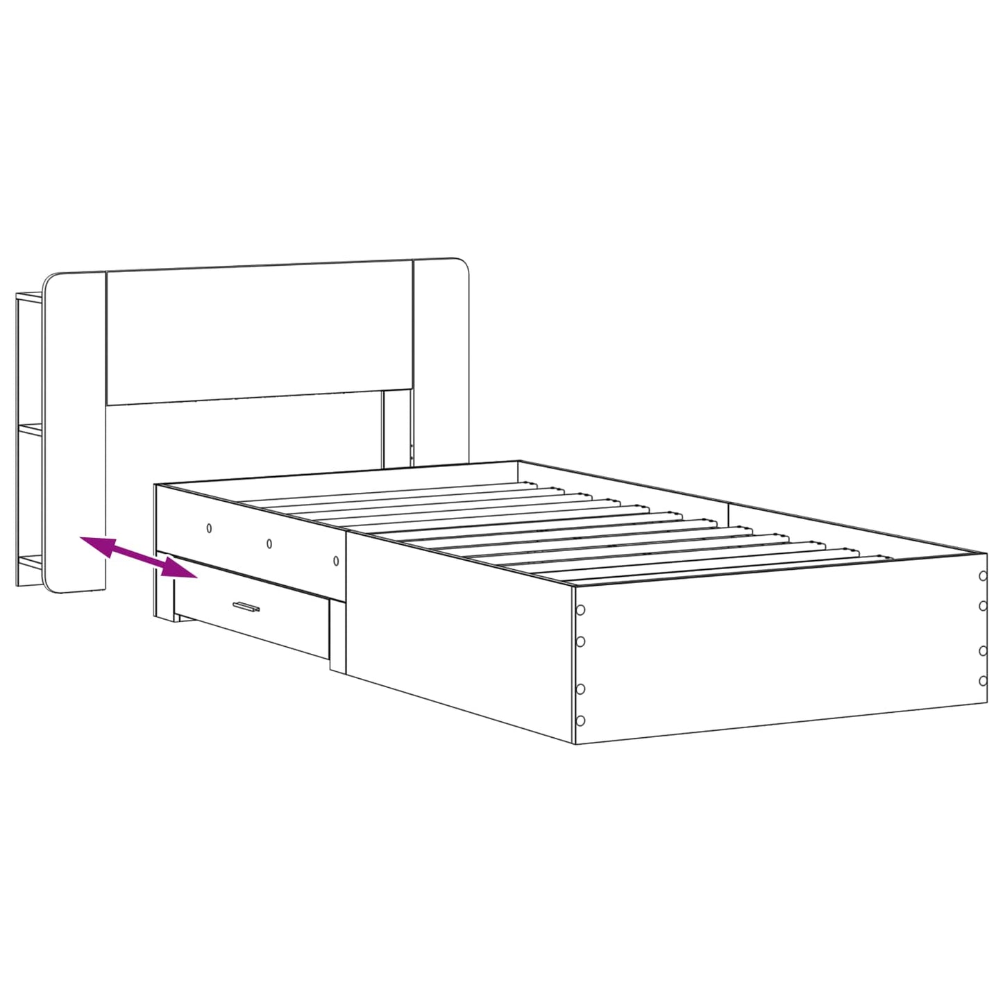 vidaXL Bed Frame with Storage Old Wood 90 x 190 cm Engineered Wood