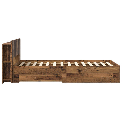 vidaXL Bed Frame with Storage Old Wood 90 x 190 cm Engineered Wood