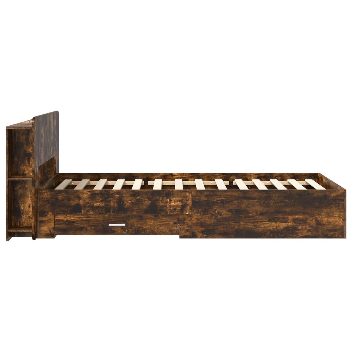 vidaXL Bed Frame with Storage Smoked Oak 90 x 190 cm Engineered Wood