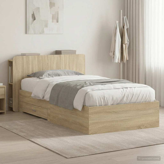 vidaXL Bed Frame with Storage Sonoma Oak 90 x 190 cm Engineered Wood