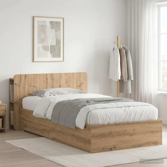 vidaXL Bed Frame with Storage Artisan Oak 100 x 200 cm Engineered Wood