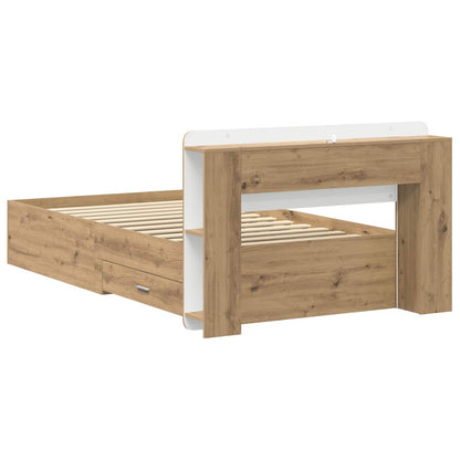 vidaXL Bed Frame with Storage Artisan Oak 100 x 200 cm Engineered Wood