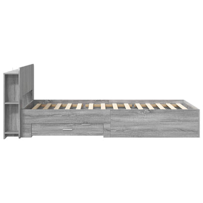 vidaXL Bed Frame with Storage Grey Sonoma 100 x 200 cm Engineered Wood