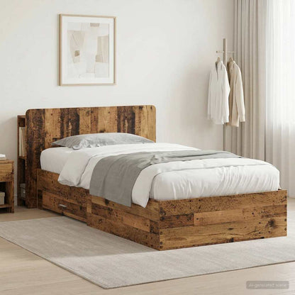 vidaXL Bed Frame with Storage Old Wood 100 x 200 cm Engineered Wood