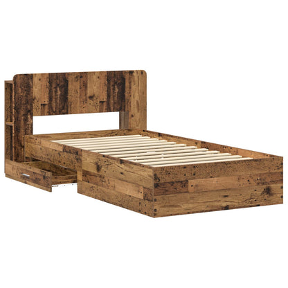 vidaXL Bed Frame with Storage Old Wood 100 x 200 cm Engineered Wood