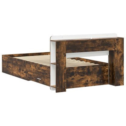vidaXL Bed Frame with Storage Smoked Oak 100 x 200 cm Engineered Wood