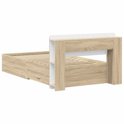 vidaXL Bed Frame with Storage Sonoma Oak 100 x 200 cm Engineered Wood