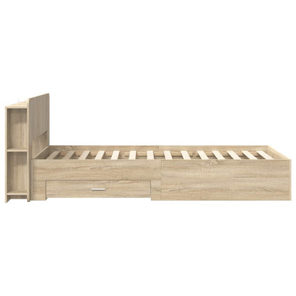 vidaXL Bed Frame with Storage Sonoma Oak 100 x 200 cm Engineered Wood