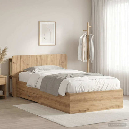 vidaXL Bed Frame with Storage Artisan Oak 90 x 200 cm Engineered Wood