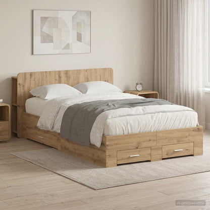 vidaXL Bed Frame with Storage Artisan Oak 120 x 190 cm Engineered Wood