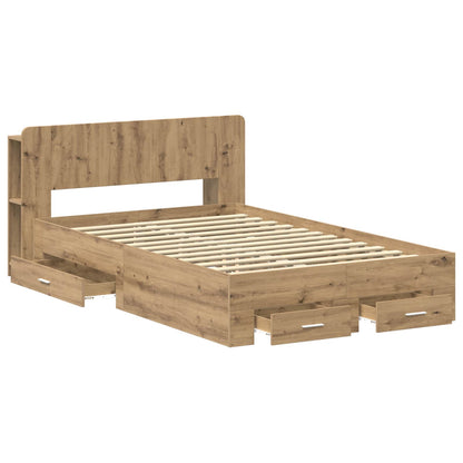 vidaXL Bed Frame with Storage Artisan Oak 120 x 190 cm Engineered Wood
