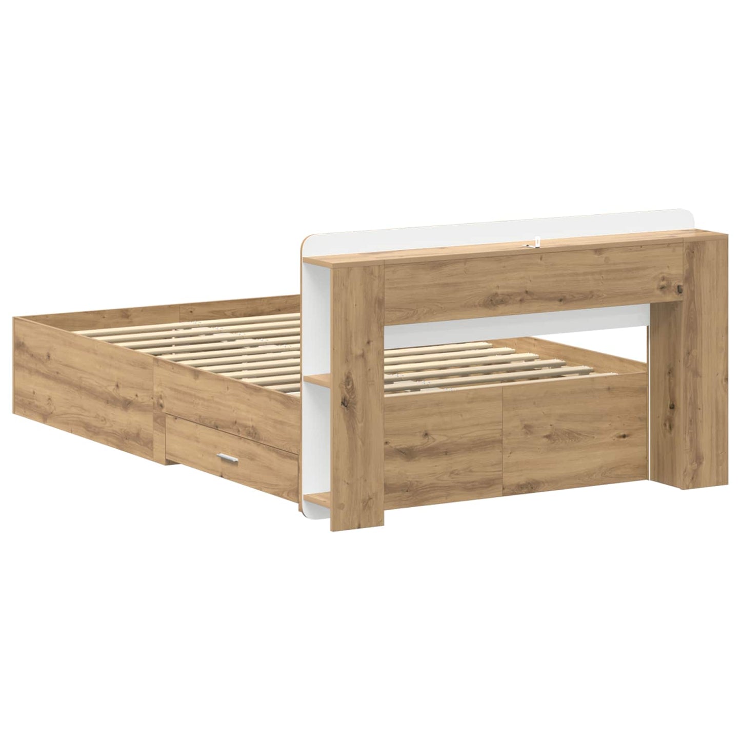 vidaXL Bed Frame with Storage Artisan Oak 120 x 190 cm Engineered Wood