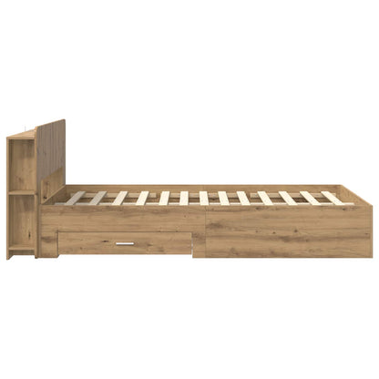 vidaXL Bed Frame with Storage Artisan Oak 120 x 190 cm Engineered Wood