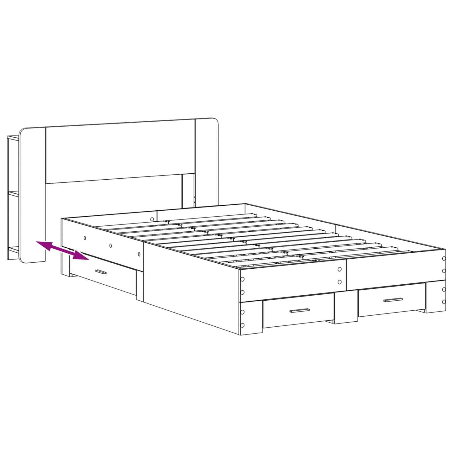 vidaXL Bed Frame with Storage Grey Sonoma 120 x 190 cm Engineered Wood