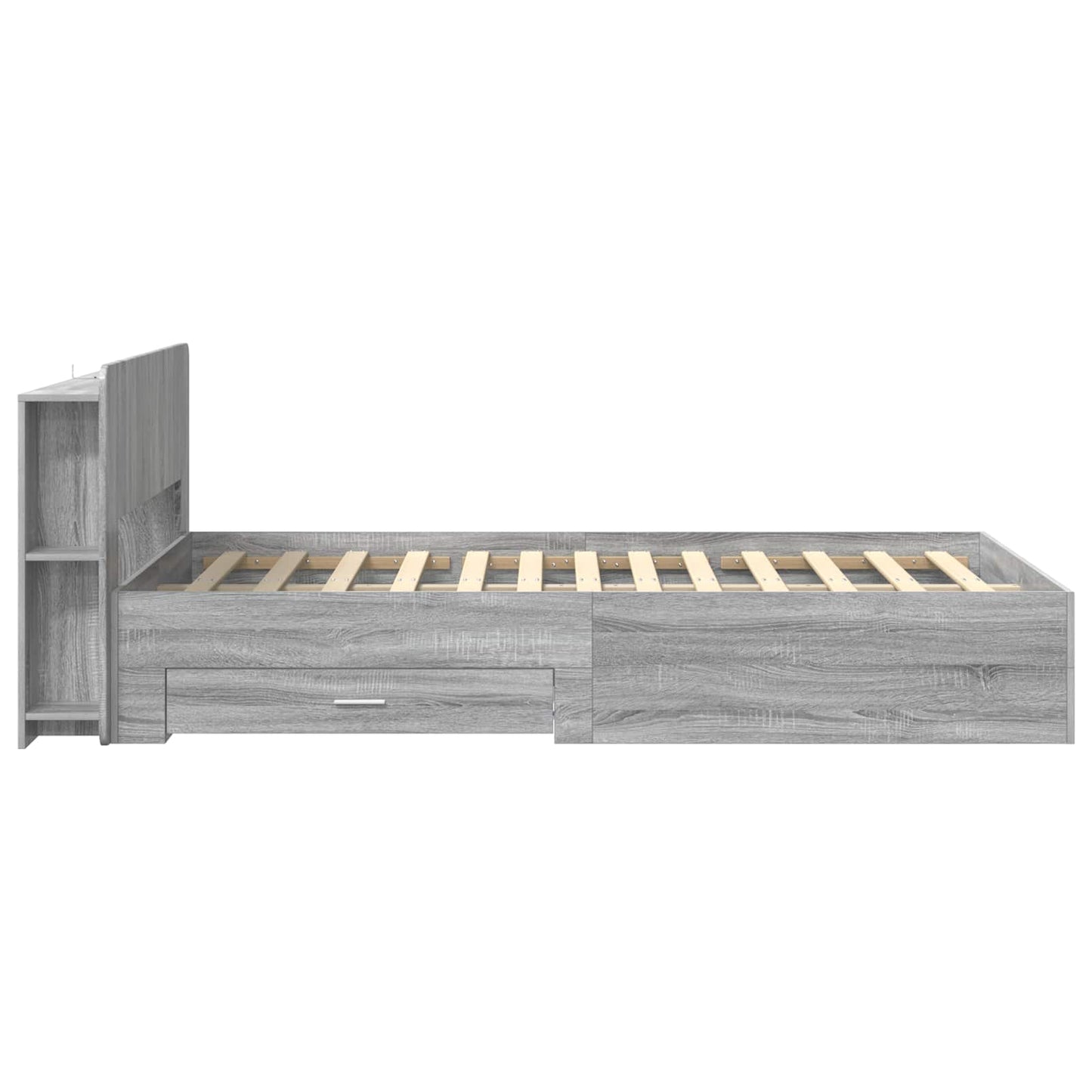 vidaXL Bed Frame with Storage Grey Sonoma 120 x 190 cm Engineered Wood