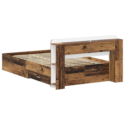 vidaXL Bed Frame with Storage Old Wood 120 x 190 cm Engineered Wood
