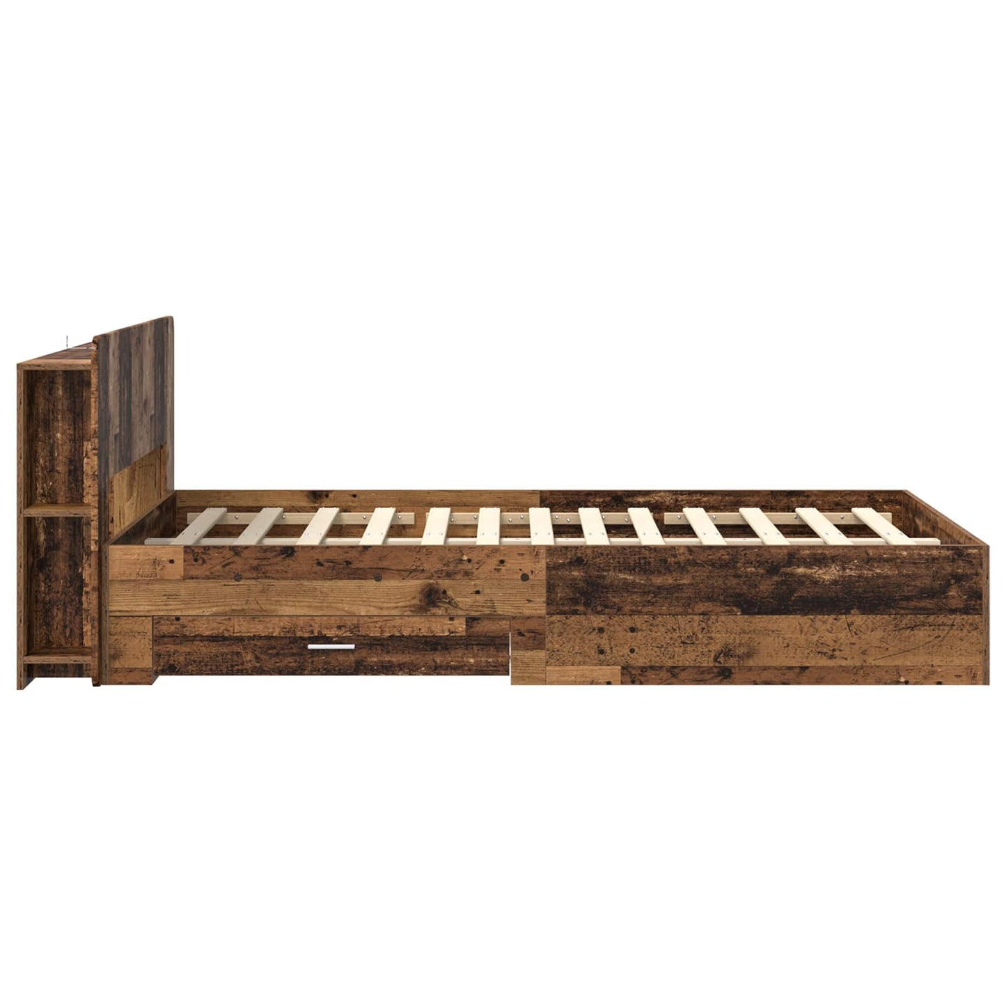 vidaXL Bed Frame with Storage Old Wood 120 x 190 cm Engineered Wood