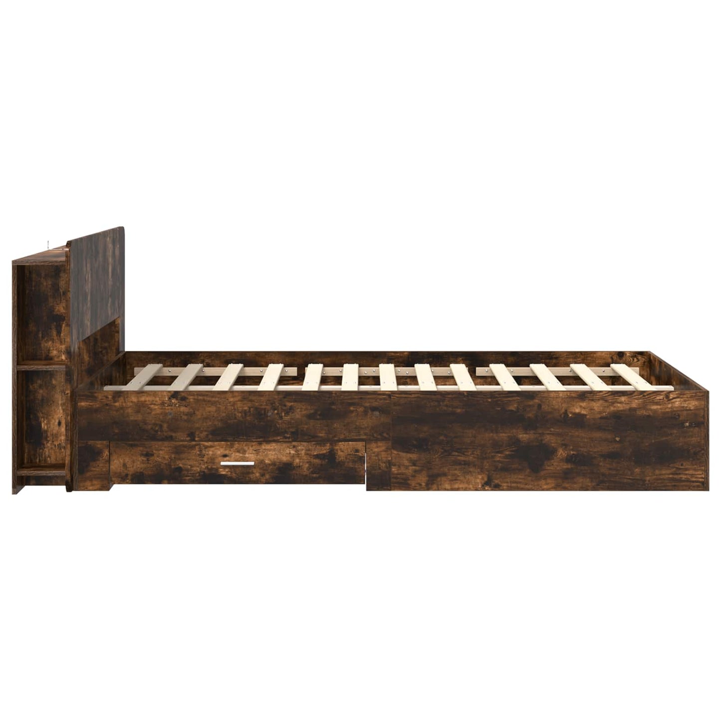 vidaXL Bed Frame with Storage Smoked Oak 120 x 190 cm Engineered Wood