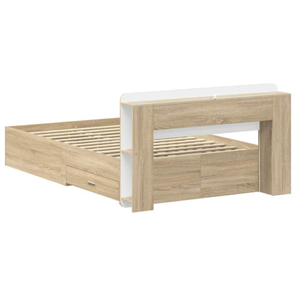 vidaXL Bed Frame with Storage Sonoma Oak 120 x 200 cm Engineered Wood