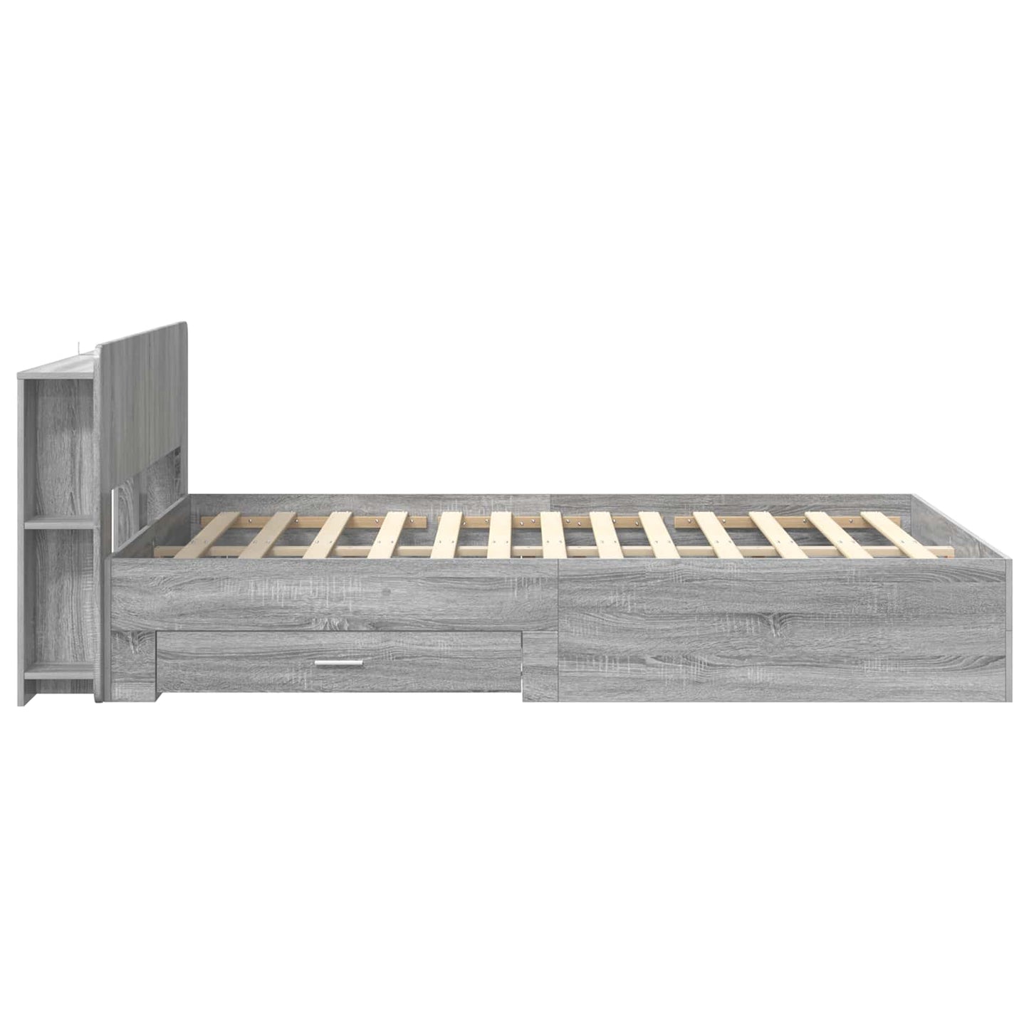 vidaXL Bed Frame with Storage Grey Sonoma 140 x 200 cm Engineered Wood