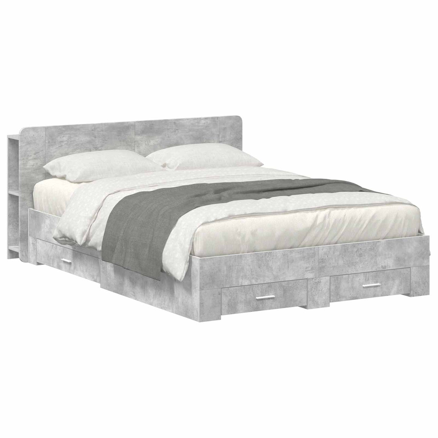 vidaXL Bed Frame with Storage Concrete Grey 150 x 200 cm