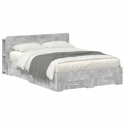 vidaXL Bed Frame with Storage Concrete Grey 150 x 200 cm