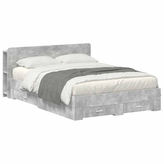 vidaXL Bed Frame with Storage Concrete Grey 150 x 200 cm