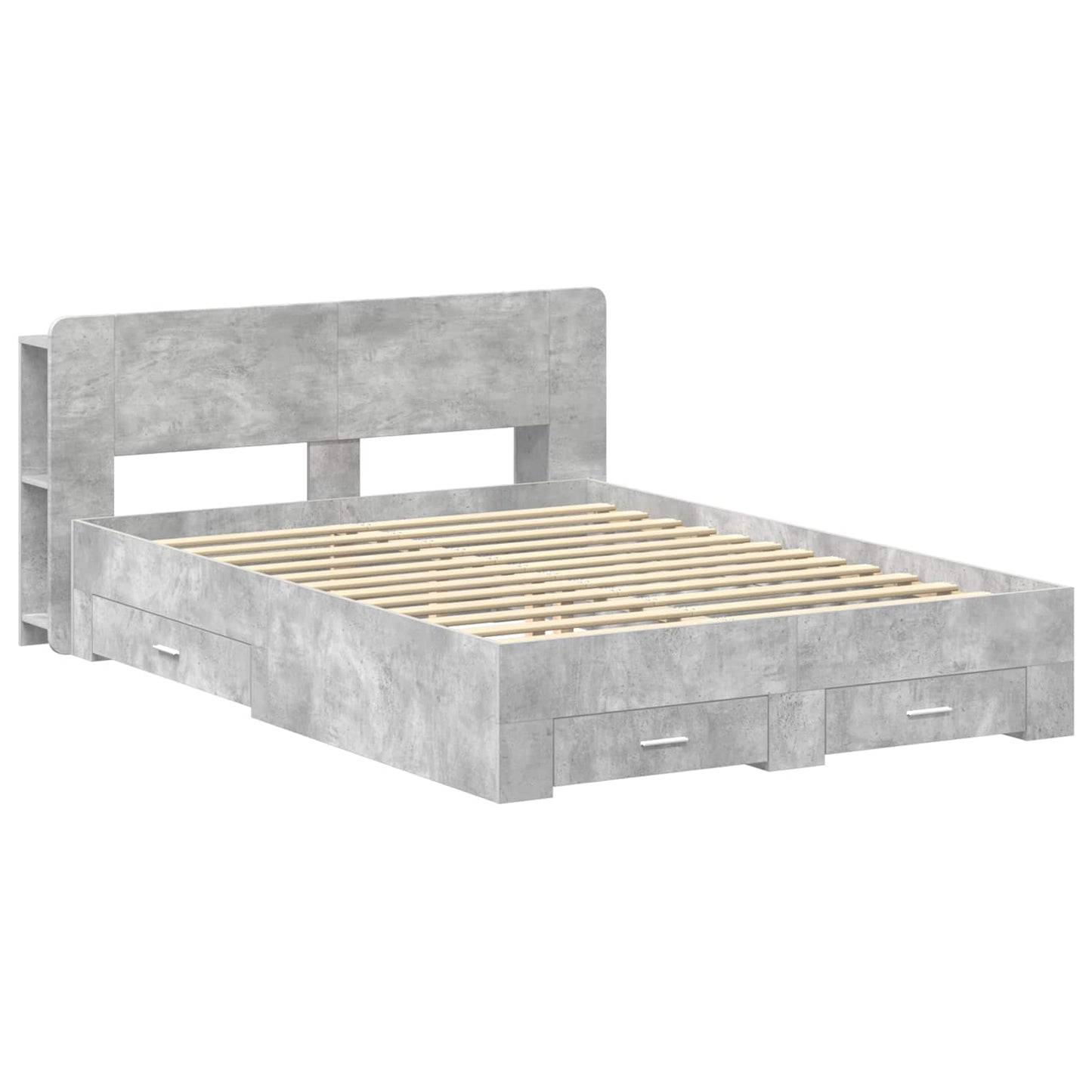 vidaXL Bed Frame with Storage Concrete Grey 150 x 200 cm