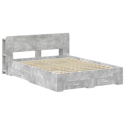 vidaXL Bed Frame with Storage Concrete Grey 150 x 200 cm