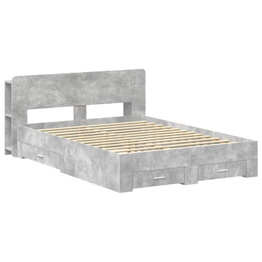 vidaXL Bed Frame with Storage Concrete Grey 150 x 200 cm