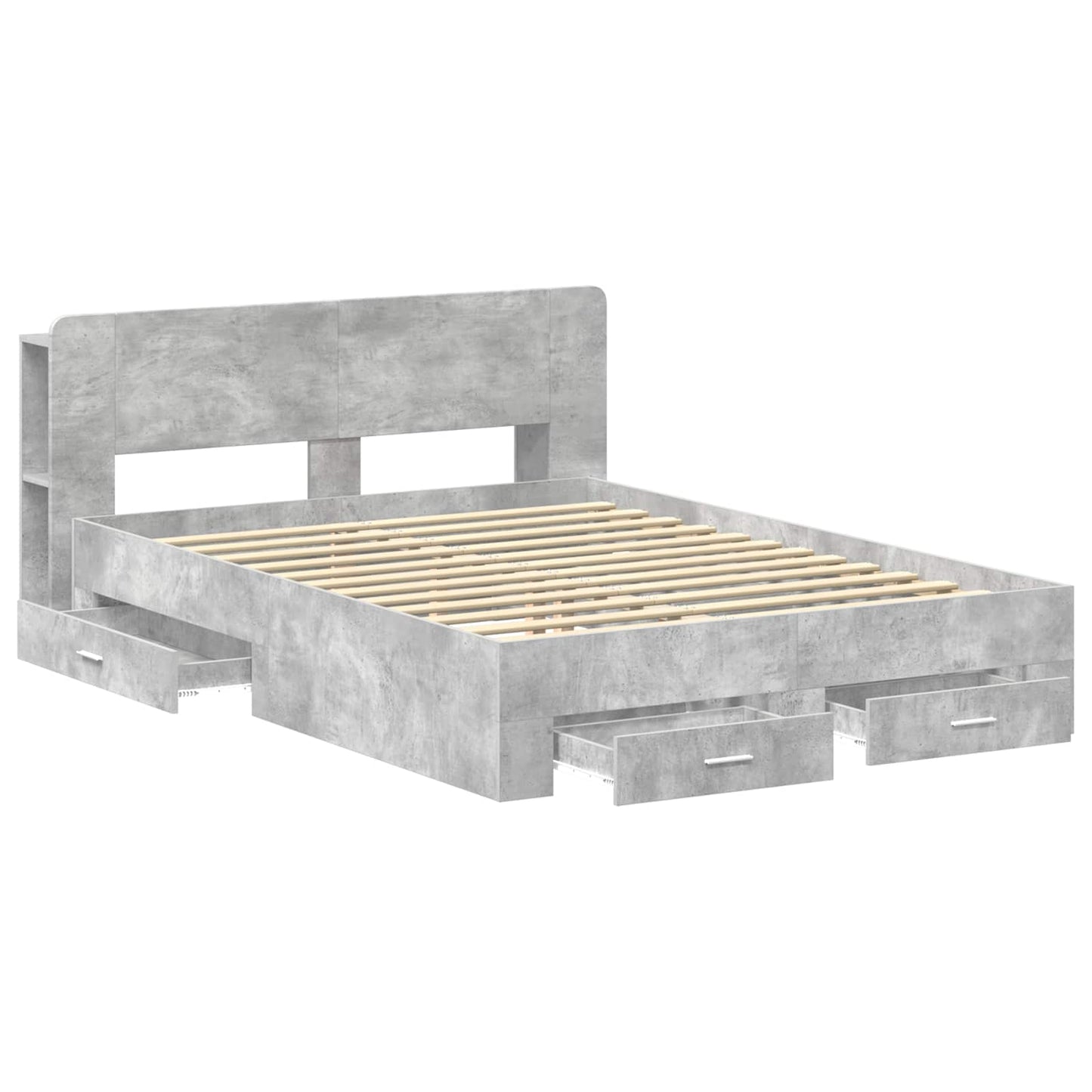 vidaXL Bed Frame with Storage Concrete Grey 150 x 200 cm