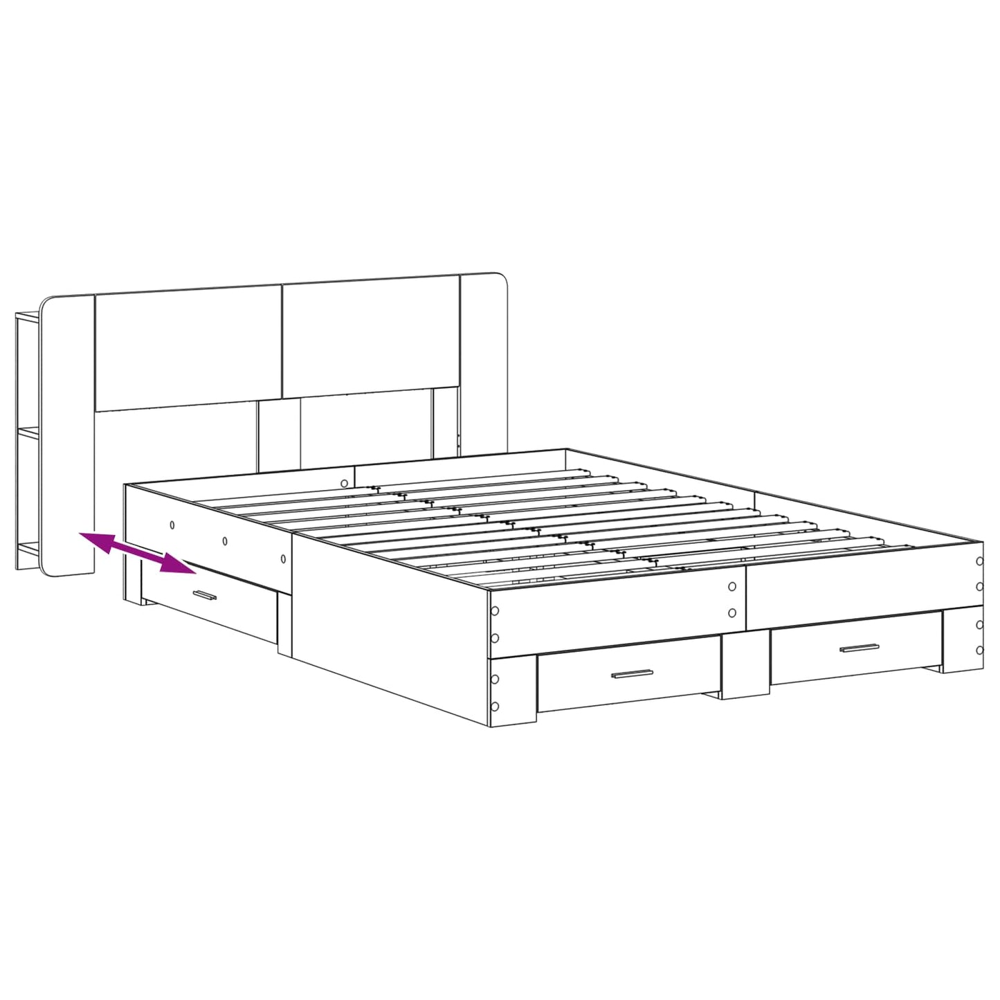 vidaXL Bed Frame with Storage Concrete Grey 150 x 200 cm