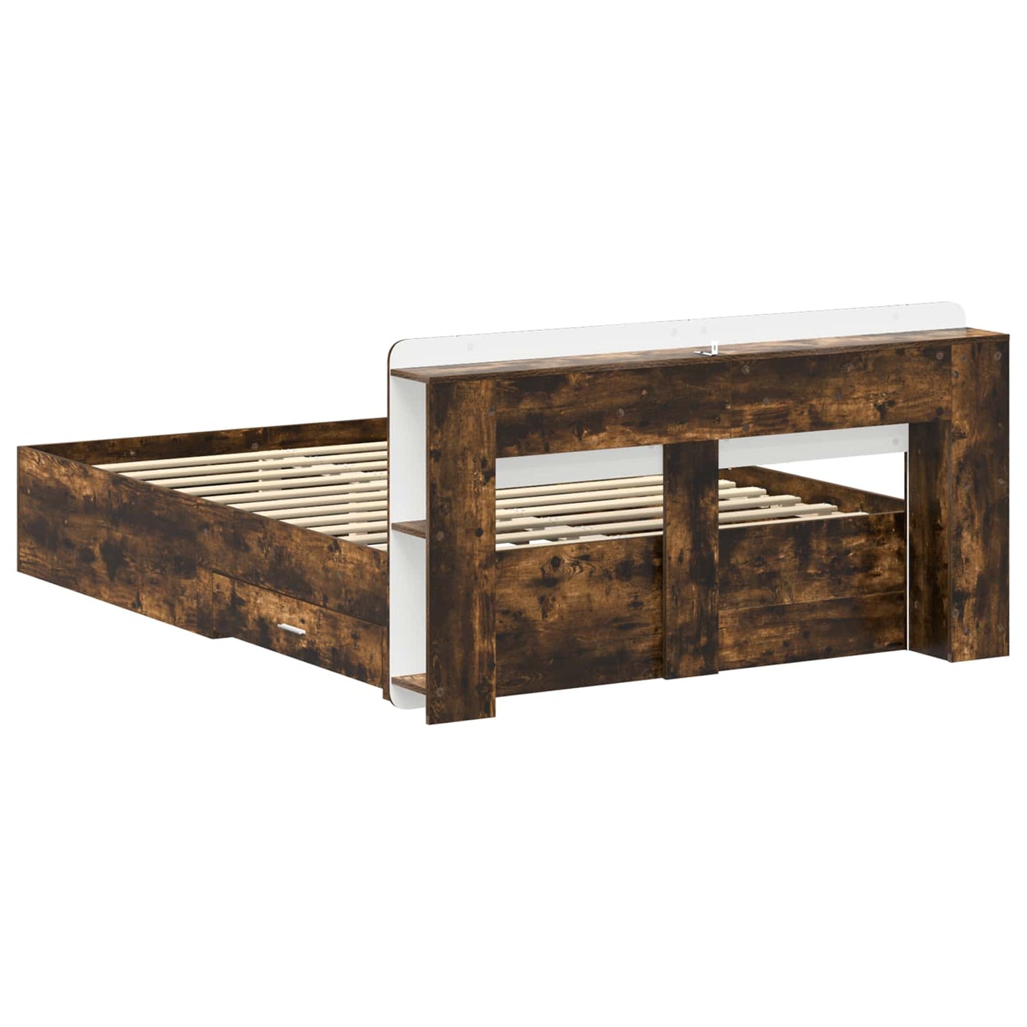 vidaXL Bed Frame with Storage Smoked Oak 150 x 200 cm Engineered Wood