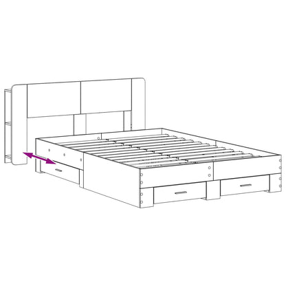 vidaXL Bed Frame with Storage Smoked Oak 150 x 200 cm Engineered Wood