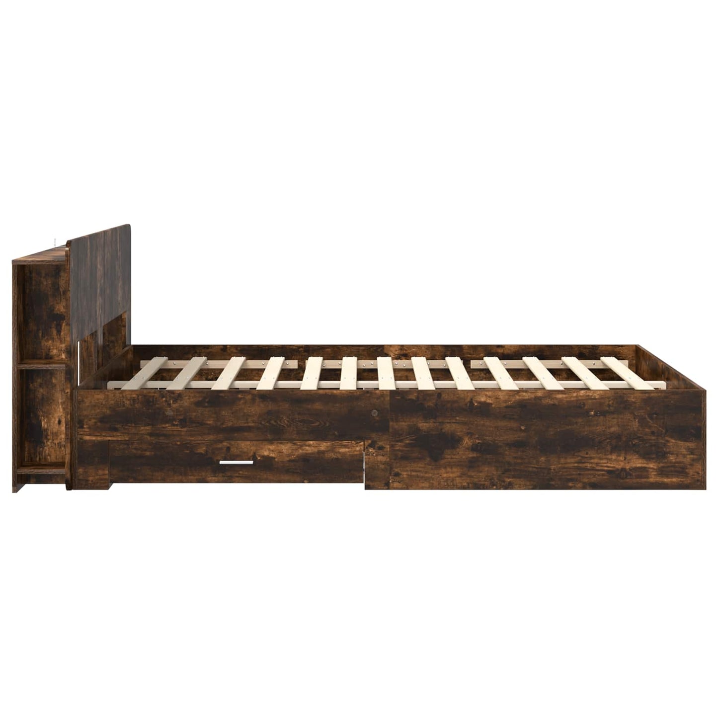 vidaXL Bed Frame with Storage Smoked Oak 150 x 200 cm Engineered Wood