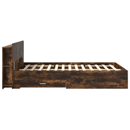 vidaXL Bed Frame with Storage Smoked Oak 150 x 200 cm Engineered Wood