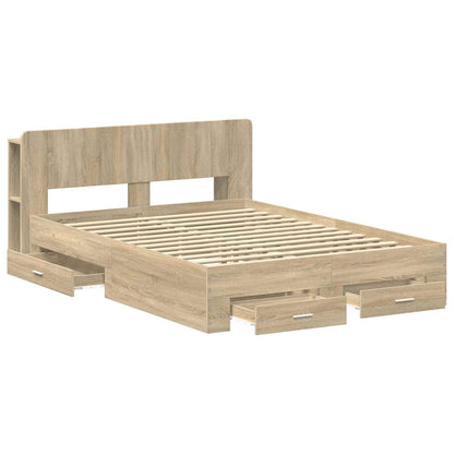 vidaXL Bed Frame with Storage Sonoma Oak 150 x 200 cm Engineered Wood
